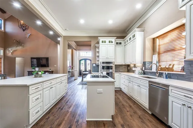a large kitchen with a lot of counter space