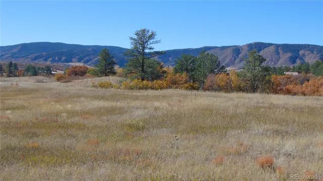 a view of a town with mountains in the background