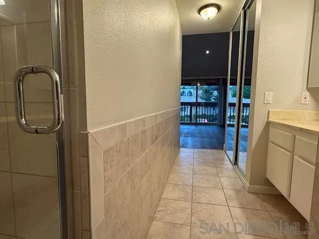 a bathroom with a bathtub