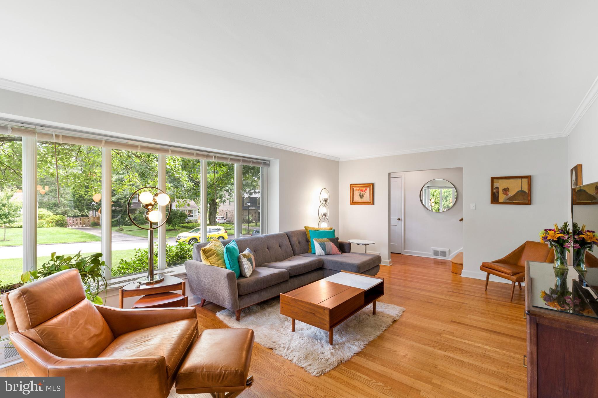 406 Red Leaf Road Wynnewood, PA 19096 - Photo 4 of 36 Living Room w/ a Wall of Windows!