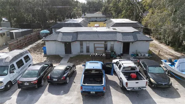 a car parked in front of a house