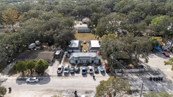 an outdoor space with furniture