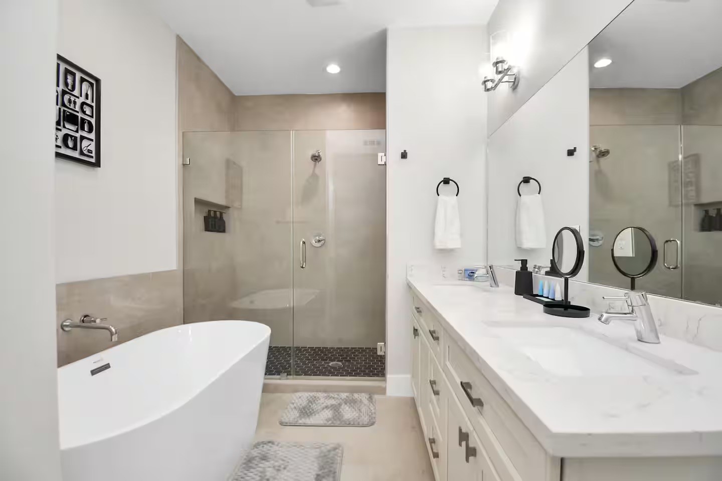 5718 Beall Street, Unit D Houston, TX 77091 - Photo 23 of 41 a bathroom with a double vanity sink mirror double and bathtub