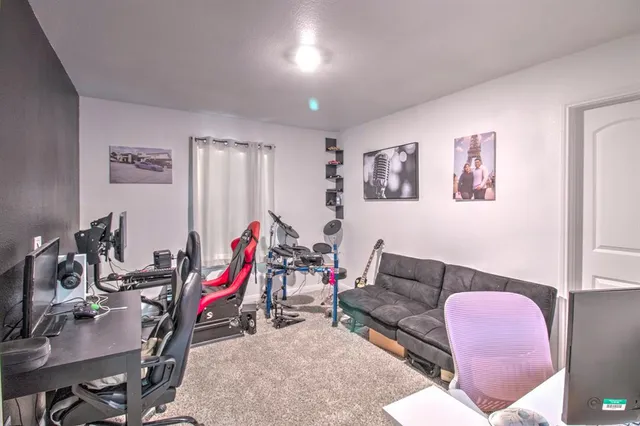 a bathroom with double vanity sink and a mirror