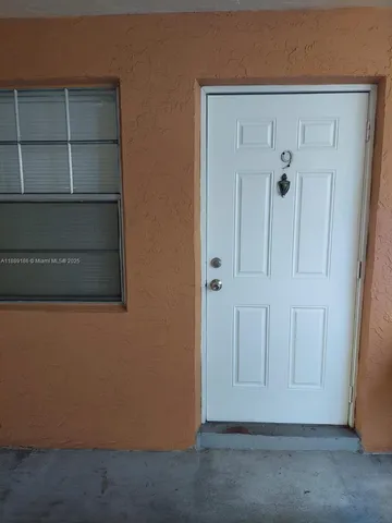 a view of wooden door