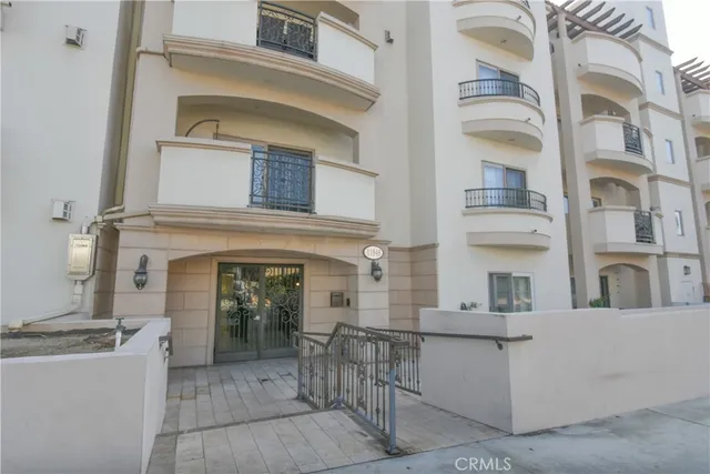 front view of a building with a door