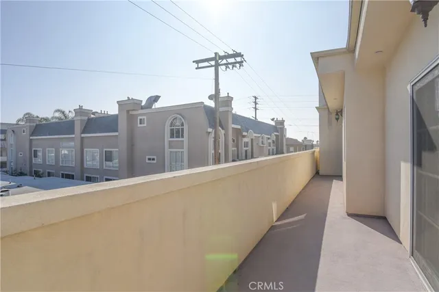 a view of a building from a balcony