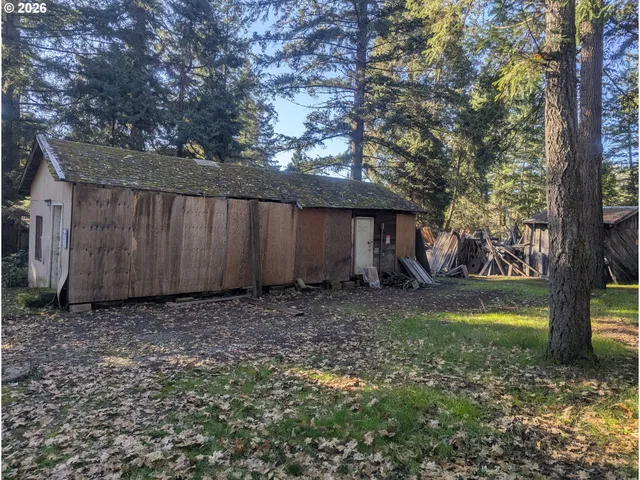 a view of a house with backyard and a tree