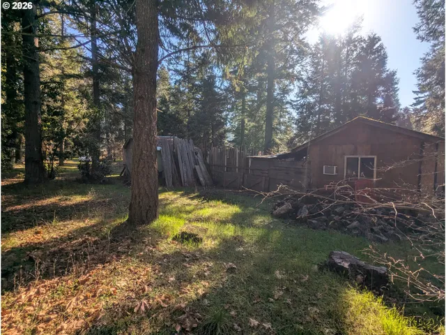 a backyard of a house with lots of green space