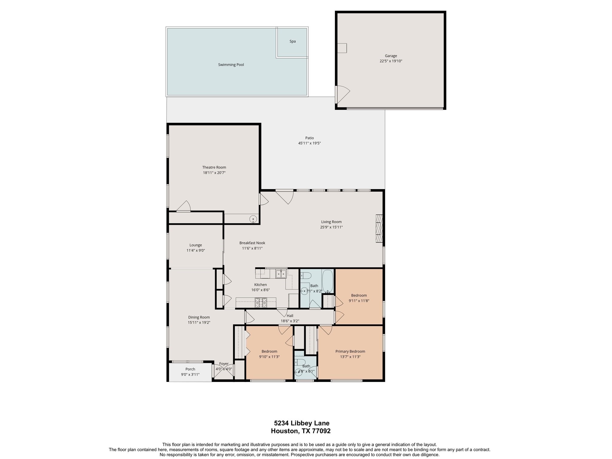 5234 Libbey Drive Houston, TX 77092 - Photo 35 of 35 Floor plan- for marketing purposes only. Buyer to verify dimensions and accuracy.