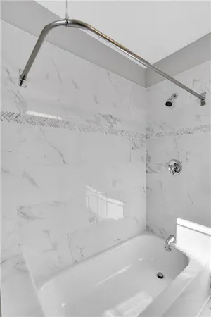a bathroom with a bathtub