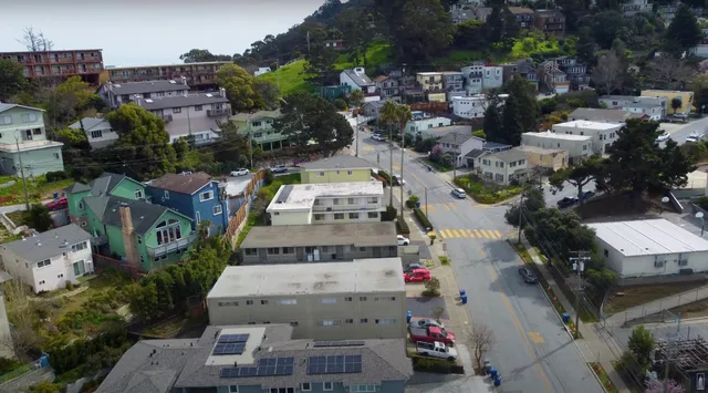 an aerial view of a city