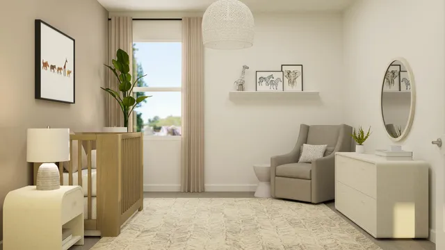 a living room with furniture a window and a mirror