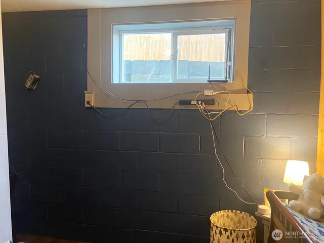 a bathroom with a window