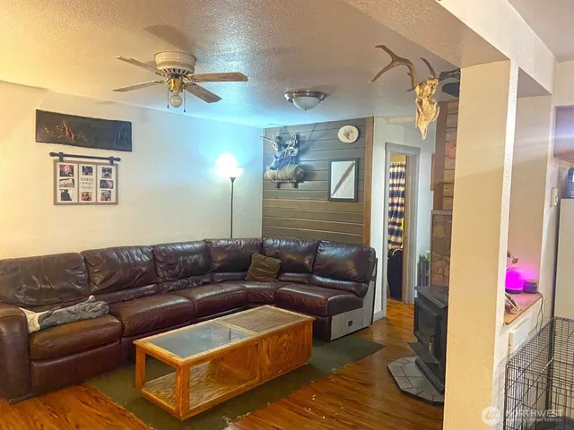 a living room with furniture and a couch