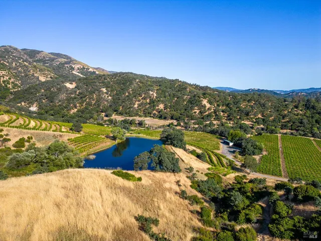 an aerial view of residential house and mountain
