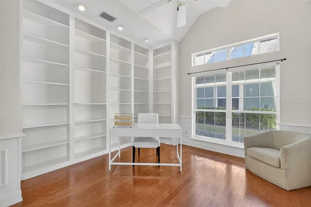 an empty room with windows