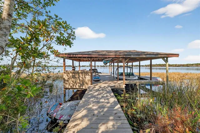 a view of swimming pool with outdoor seating and plants
