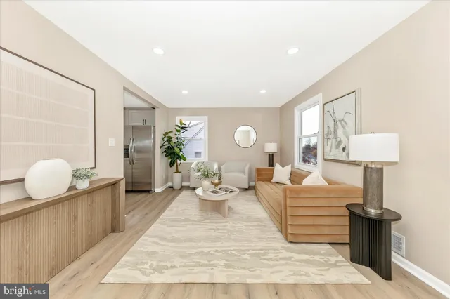 a living room with furniture