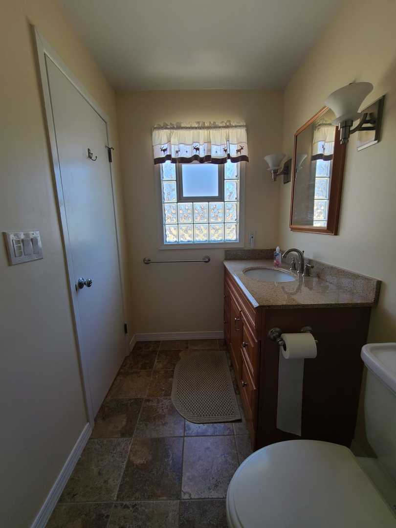 1441 Maple Street Glenview, IL 60025 - Photo 12 of 22 a bathroom with a sink a toilet a mirror and window