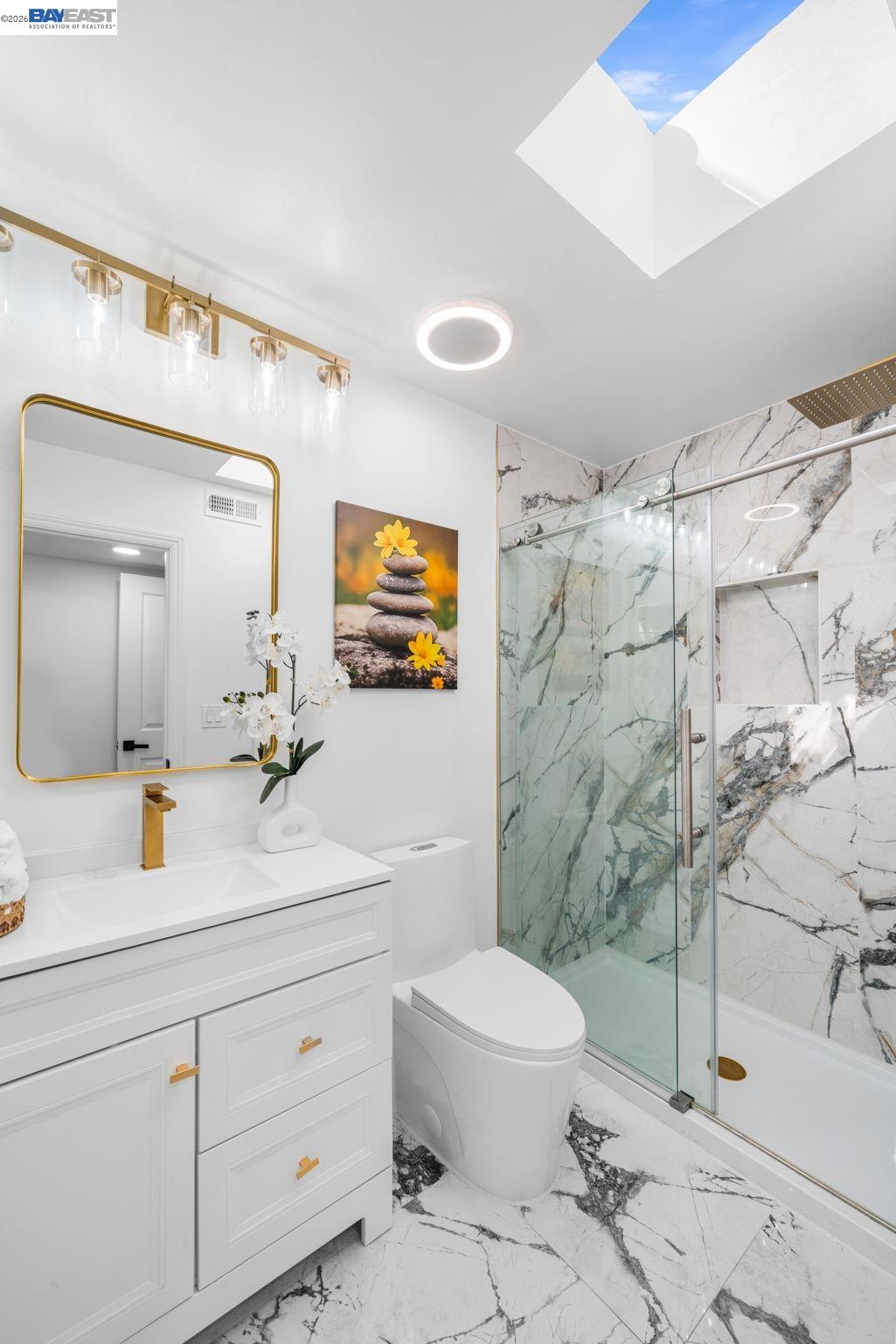 4019 Rennellwood Way Pleasanton, CA 94566 - Photo 30 of 48 a bathroom with a sink a toilet and shower