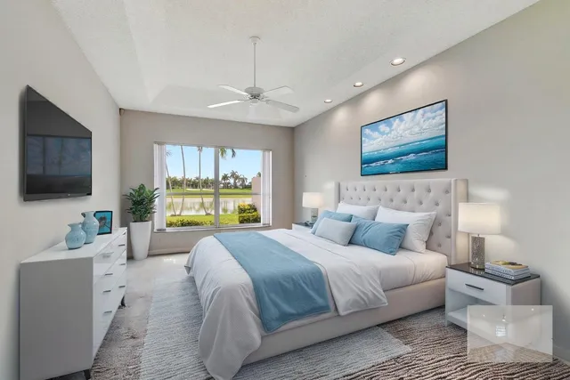 a view of a city with a lake view