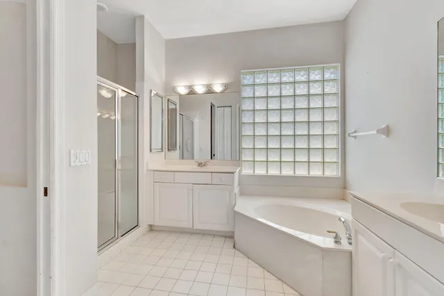 a view of a lake with a city