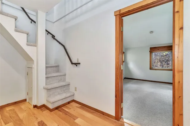 an empty room with windows