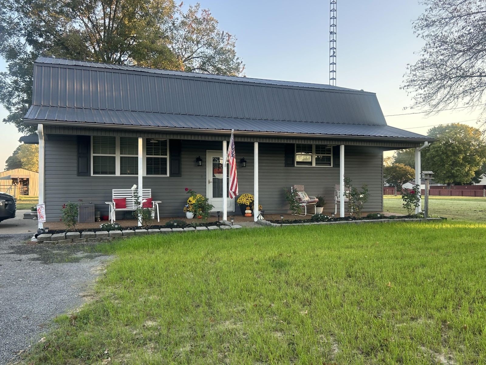 a front view of a house with garden