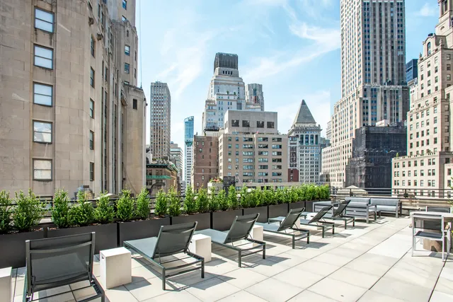 a view of a patio with plants and chairs