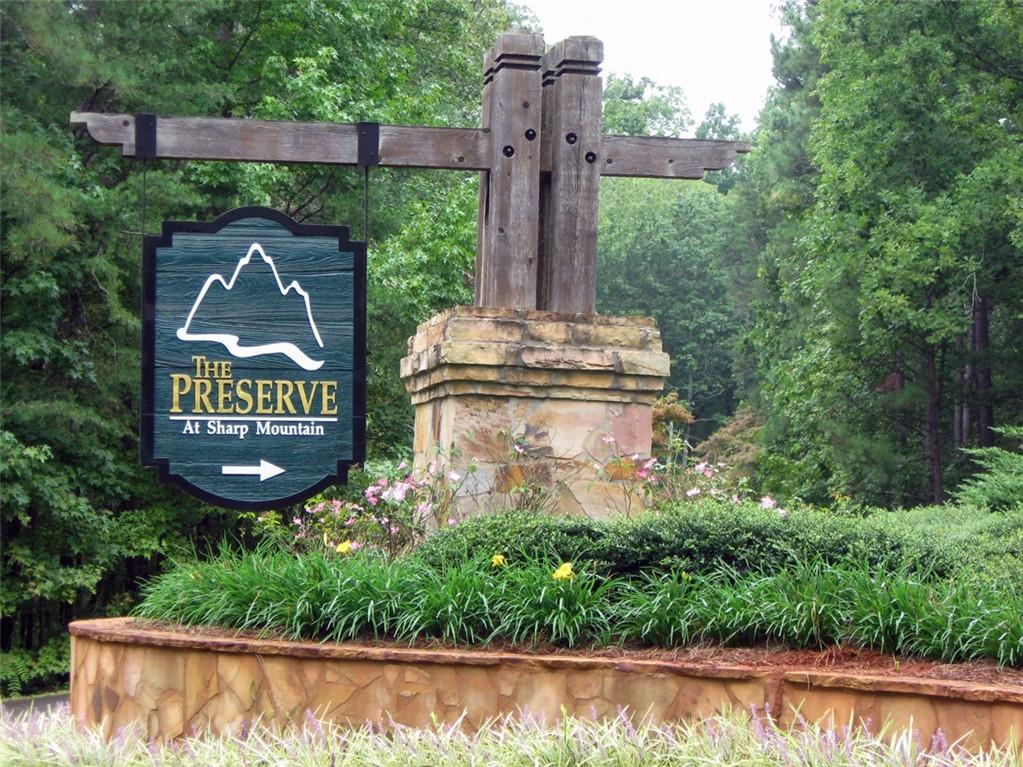 The Preserve at Sharp Mountain Monument sign located at the corner of Pettit Road and Salem Church Road.