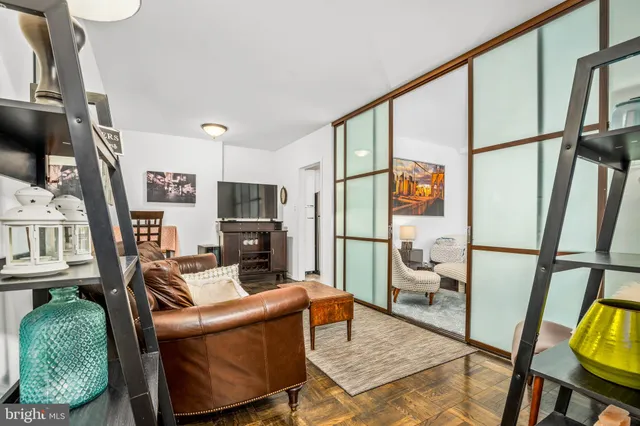 a living room with furniture