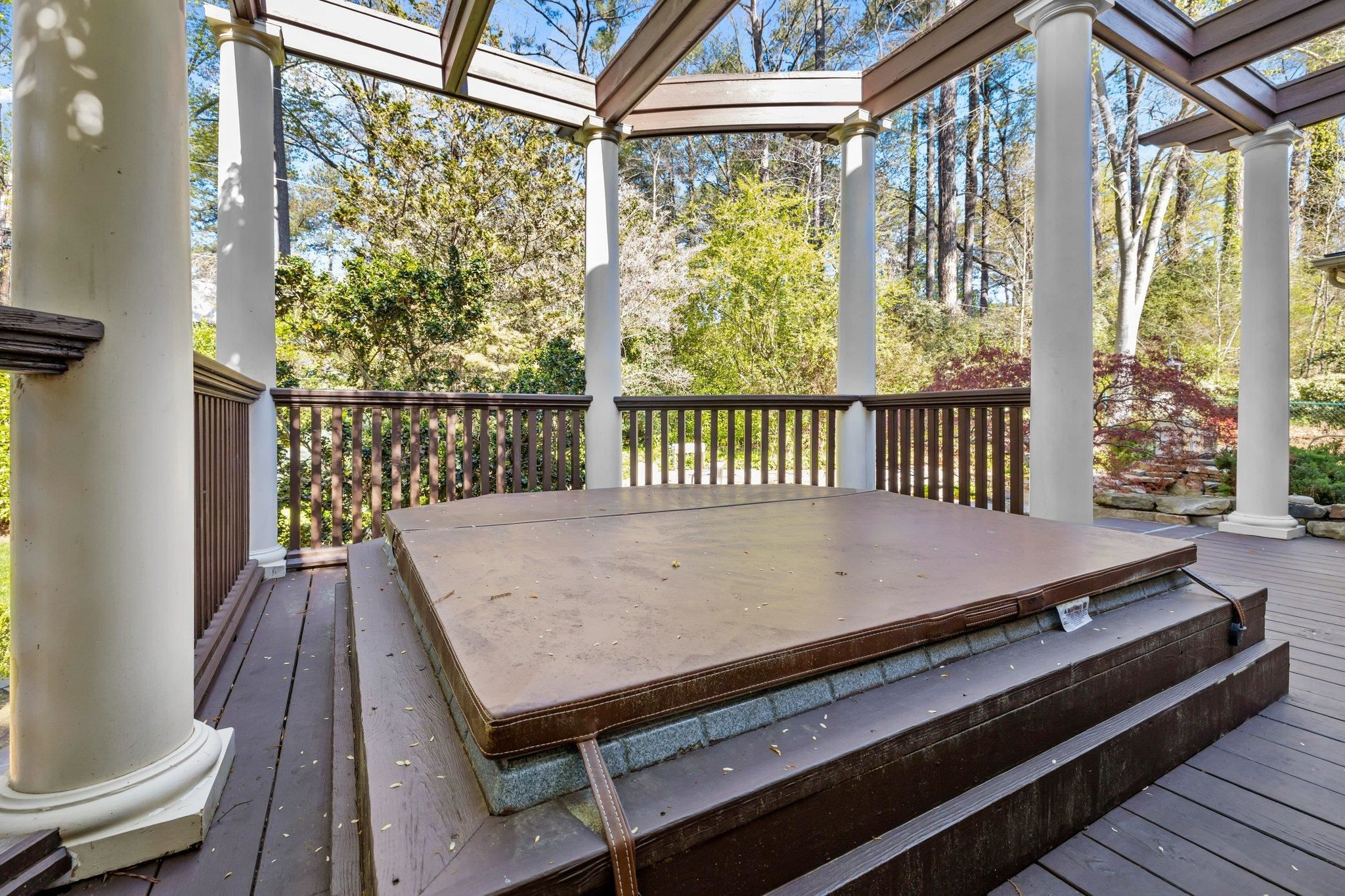 3608 Dover Road Durham, NC 27707 - Photo 55 of 60 a view of balcony with wooden floor and outdoor seating