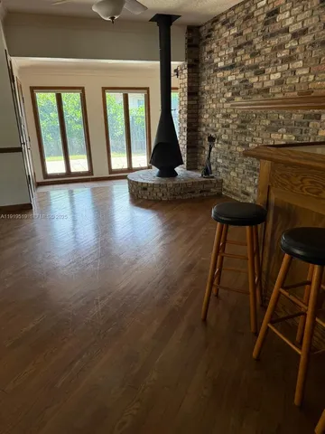 a living room with a fireplace