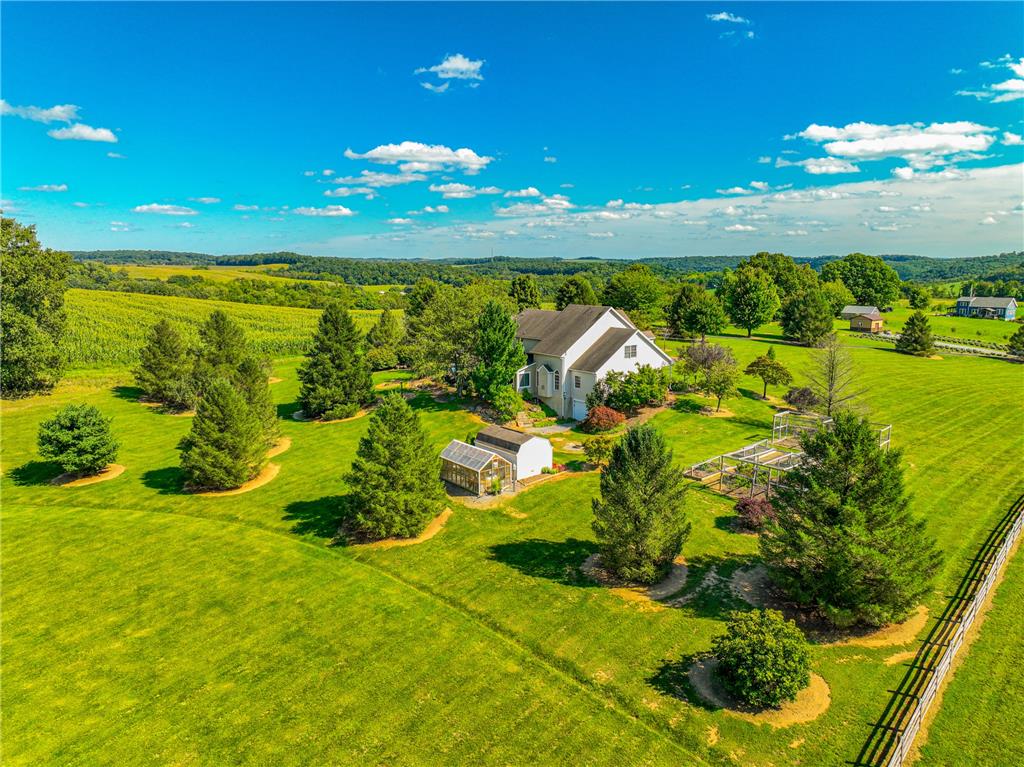 63 Long Road Lenhartsville, PA 19534 - Photo 20 of 100 Rolling green hills and mature trees frame this expansive rural property under blue skies.