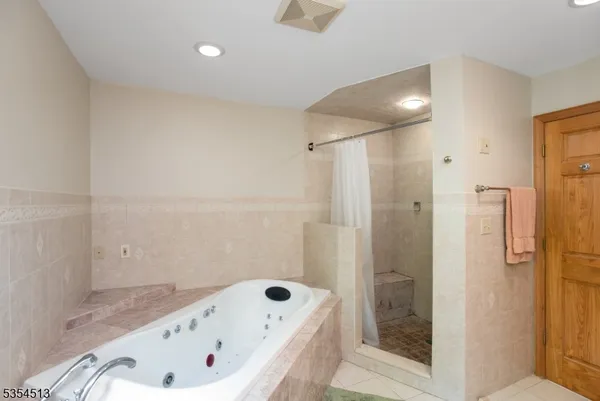 a bathroom with a tub a sink and a shower