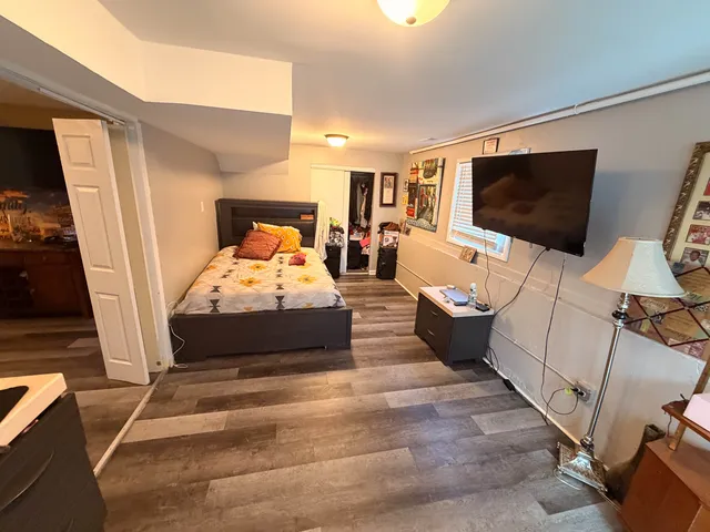 a view of a living room and dining room