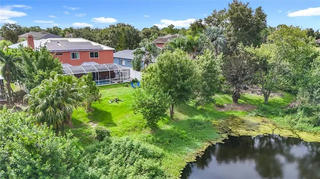 an aerial view of a house