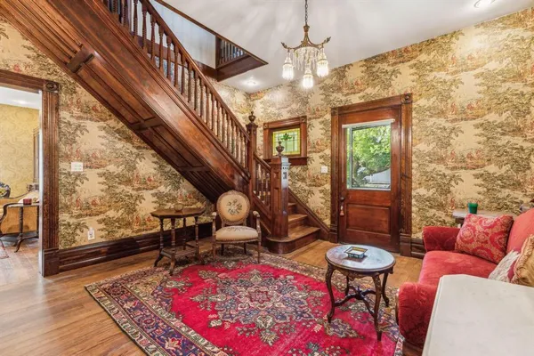 a living room with furniture