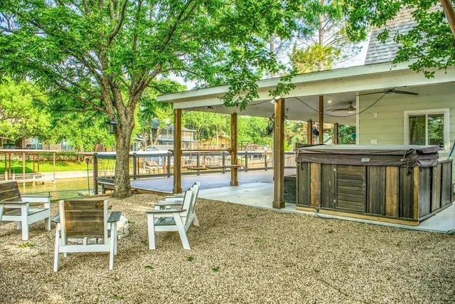a view of swimming pool with a patio