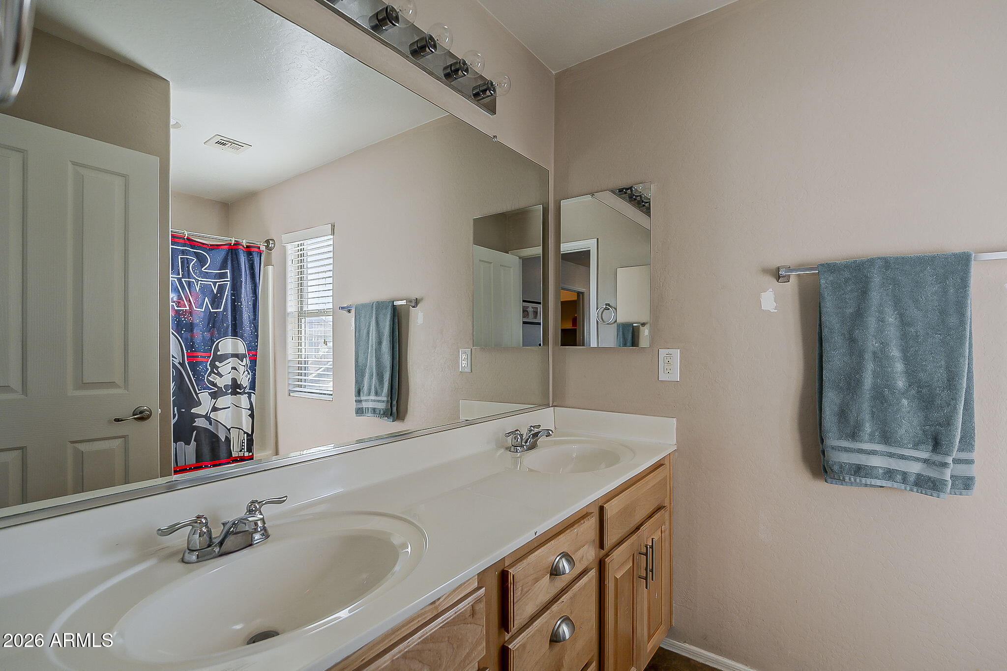 3816 East Phelps Street Gilbert, AZ 85295 - Photo 33 of 47 a bathroom with double vanity sink and a mirror
