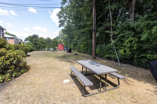 a view of an outdoor space with seating