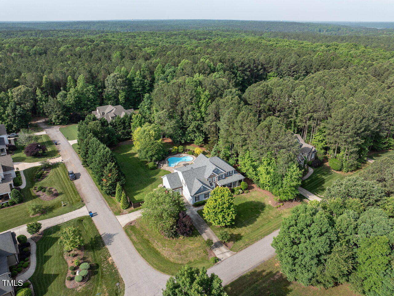 1201 Kalworth Road Wake Forest, NC 27587 - Photo 65 of 76 an aerial view of a house with a yard