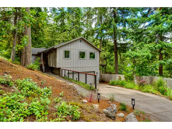 a view of backyard of house with green space