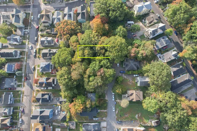 a view of a yard with a tree