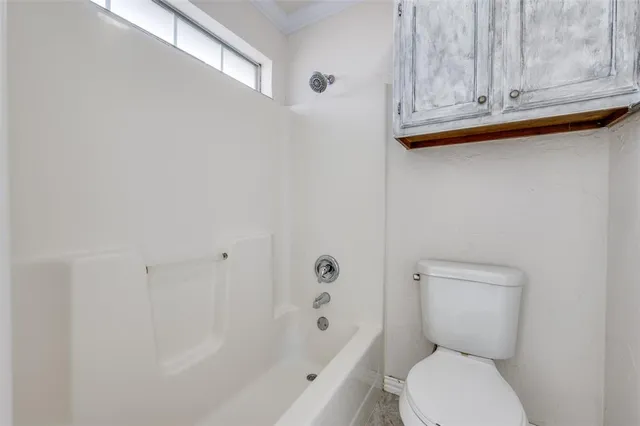 a bathroom with a toilet and a bathtub