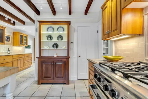 a view of a yard with large tree