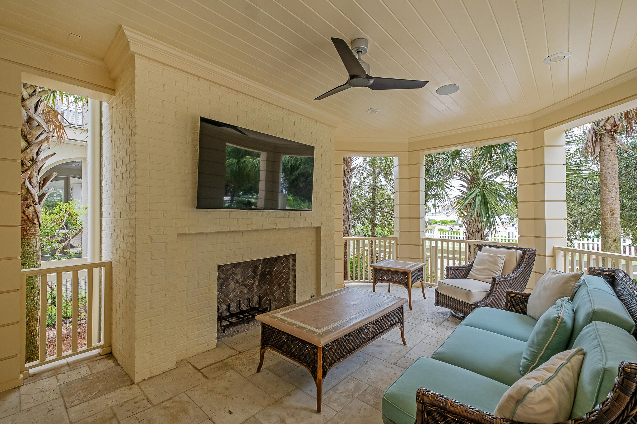 409 Coopersmith Lane Inlet Beach, FL 32461 - Photo 13 of 97 a living room with furniture a flat screen tv and a fireplace