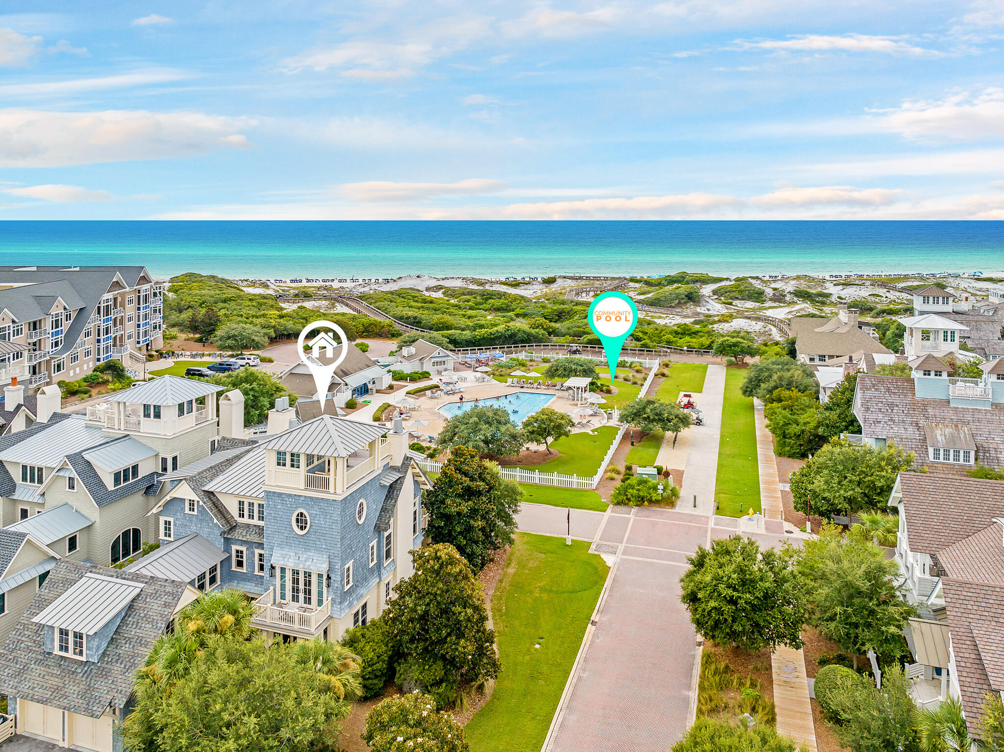 409 Coopersmith Lane Inlet Beach, FL 32461 - Photo 78 of 97 an aerial view of residential building with outdoor space