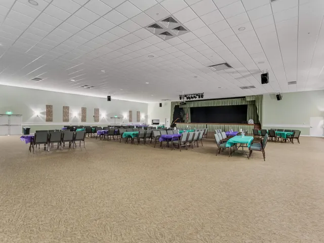 a view of a swimming pool and lake view